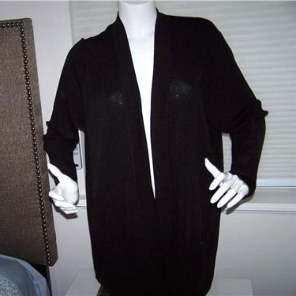 ANNE KLEIN WOMENS SWEATER SIZE 2X TWO POCKET MALIBU BLACK $99.00 NWT
